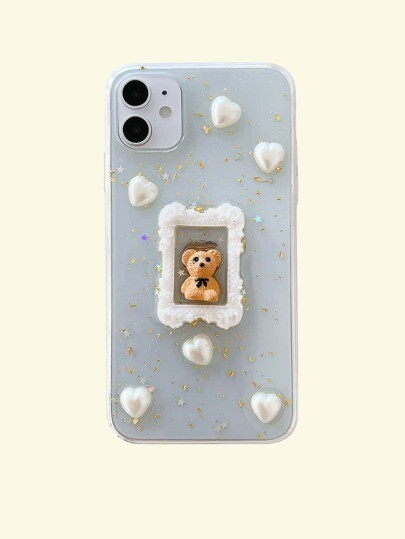 Coque iPhone transparente à ours trop mimi
