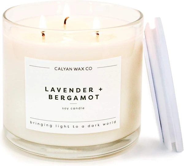 Calyan Wax Co. | 3 Wick Candle, Lavender + Bergamot Scented Candle