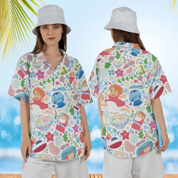 Studio Ghibli Ponyo Pattern Hawaiian Shirt for Sale