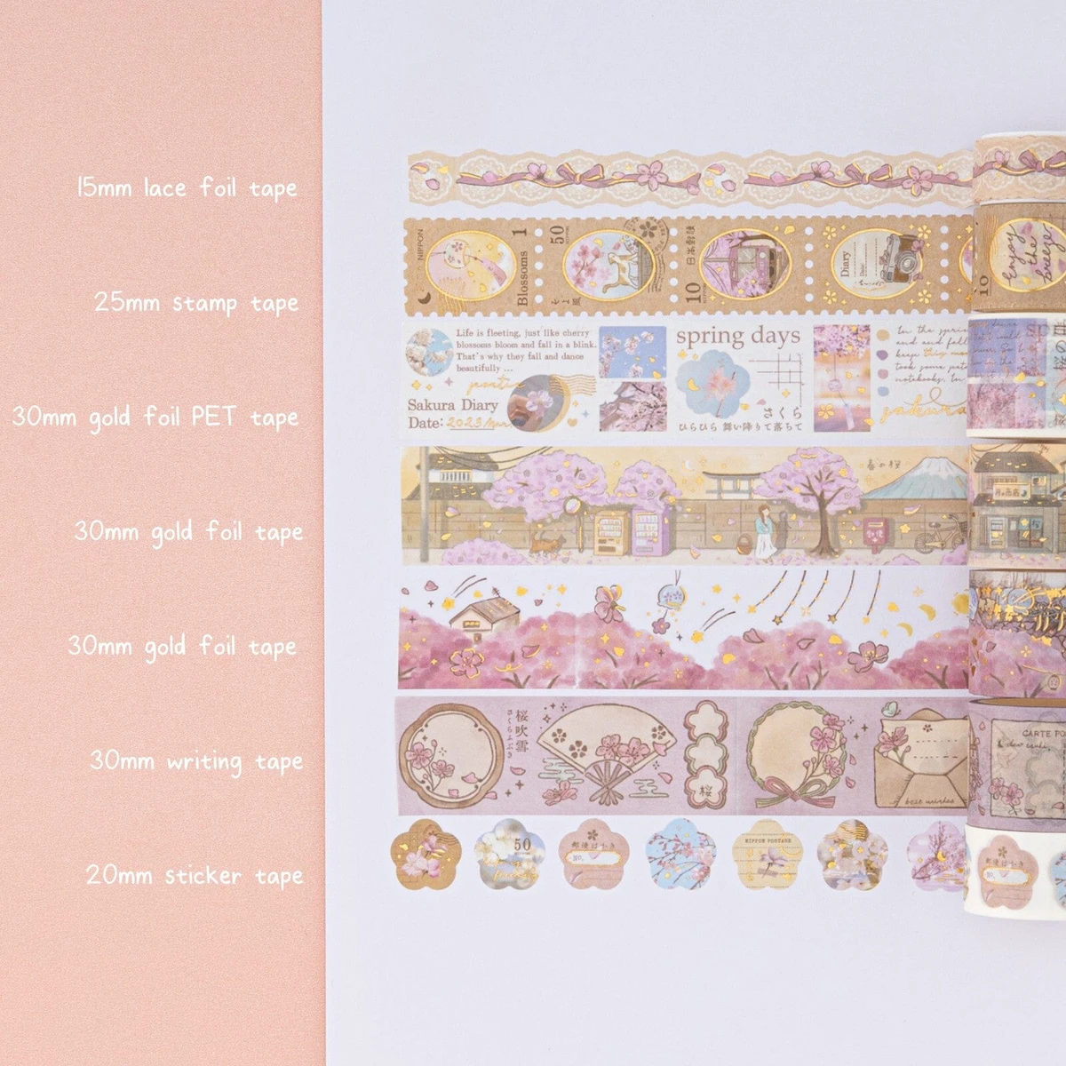 Tsuki ‘Sakura Breeze’ Washi Tape Set ☾ – NotebookTherapy