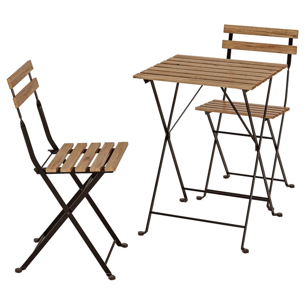 TÄRNÖ Table+2 chaises, extérieur - noir/teinté brun clair