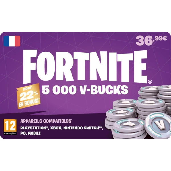 Fortnite Gift Card - 5 000 V-Bucks (crédit)