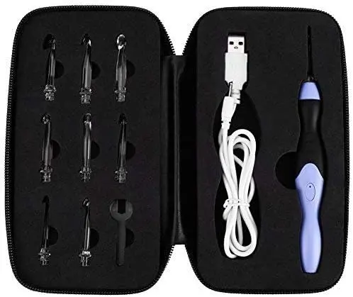 9 en 1 LED Crochet Crochet Set, 9 têtes changeables Light Up Knitting aiguilles armure accessoires d'outils de couture (violet)