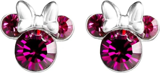 Boucles d'oreilles Disney en Argent pour Fille avec Minnie, Ornées de Zircones