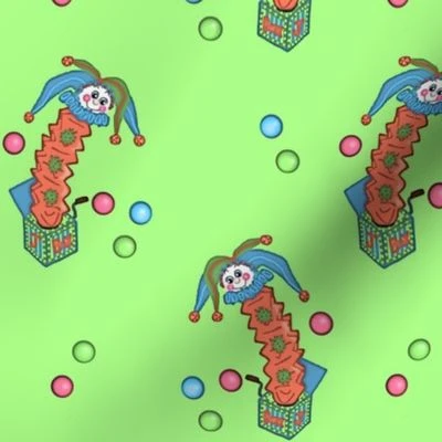 Jack Juggles / Retro Green / Dark edges Fabric | Spoonflower