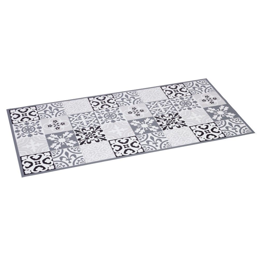Tapis intérieur extérieur vinyle décor carreau de ciment 99x49 cm