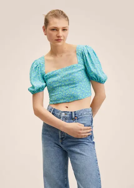 Blouse crop imprimée -  Femme | MANGO OUTLET France