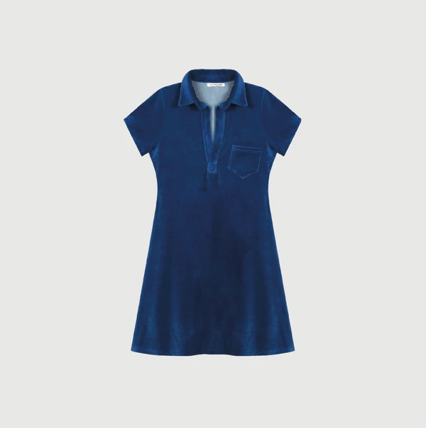 Robe Polo Velours Eponge Bleu Nuit — Ma Petite Plage