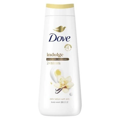 Dove Beauty Indulge 24-Hour Lotion-Soft Skin Body Wash - Warm Vanilla Sweet Cream - 20 fl oz