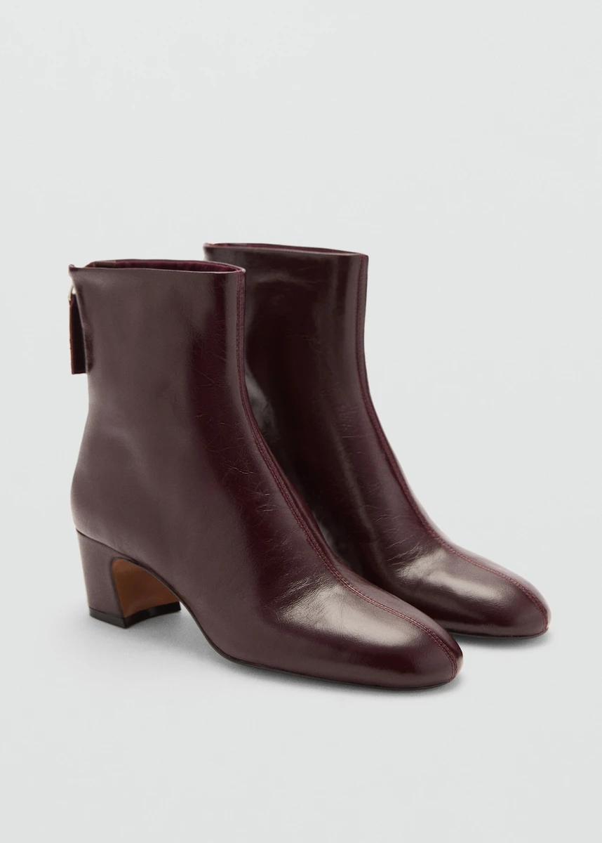 Bottines cuir zip - Femme | MANGO France métropolitaine