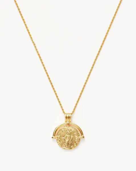 Lucy Williams Medium Engravable Roman Arc Coin Necklace | 18ct Gold Plated