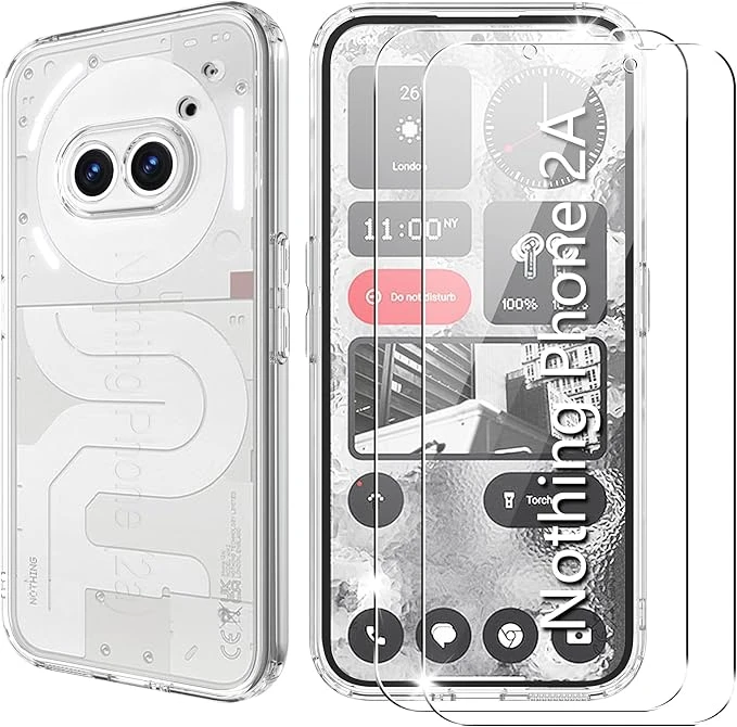 Tieeyivv Coque pour Nothing Phone 2a /2a Plus Cover + Verre Trempé Protection écran Film Transparent PC Arrière Housse Etui Antichoc Housse avec Protège-écran, Case Full Body Protection Bumper Coque