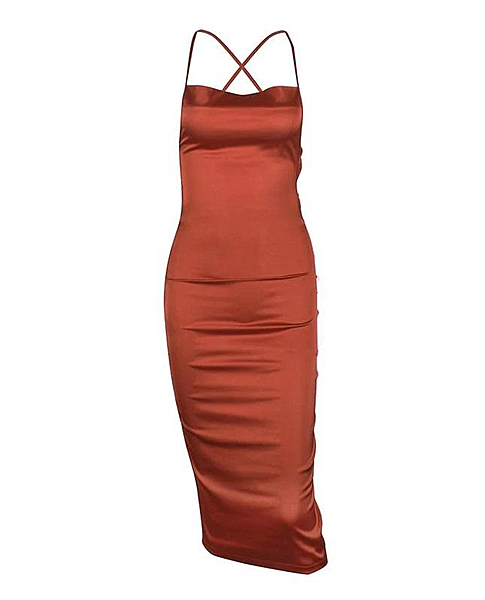 Eserno Satin Dress Copper
