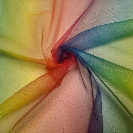 Tissu tulle dégradé multicolore pailleté