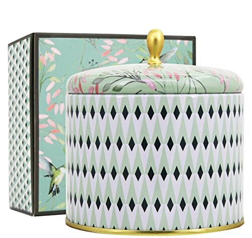 La Jolíe Muse Bougie Parfumées Thé Blanc Bougie Grosse 400g Cadeau pour la Fête Noël Maison Décor en Cire Bio 2 Mèches 80 Heures