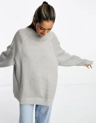 ASOS DESIGN - Sweat oversize en tissu épais - Gris chiné
