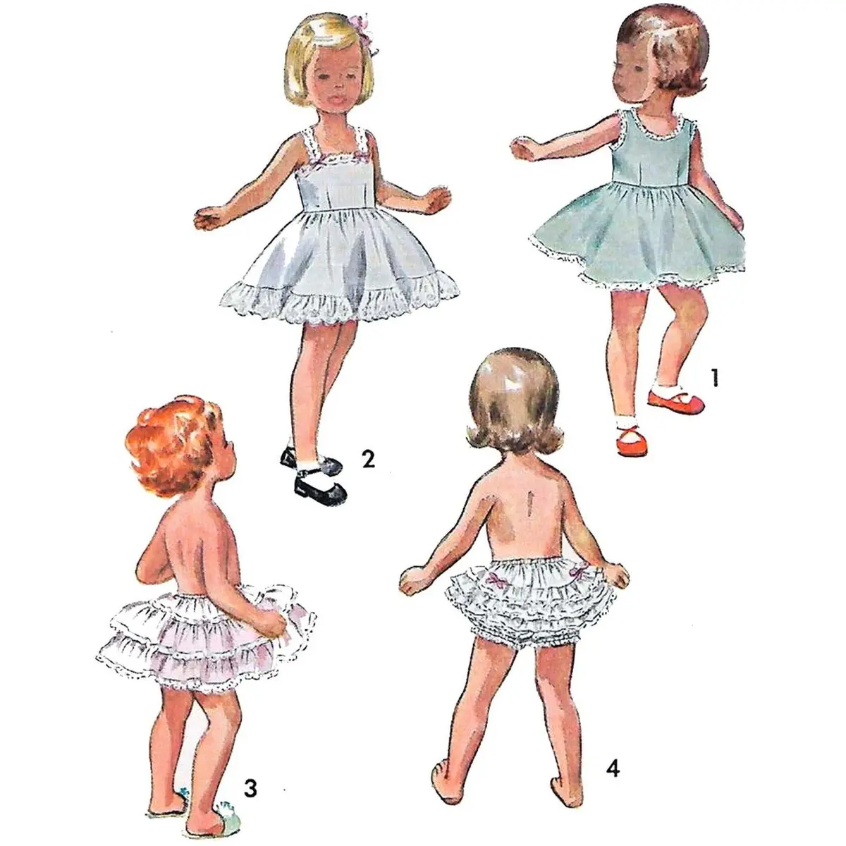 Modèle de couture des années 1950 Girls Circle Slip, Jupon ébouriffé, Culotte à froufrous - Poitrine 21 » (53,3 cm)