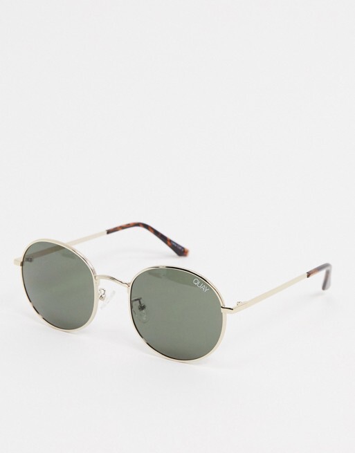 Quay Australia - Modstar - Lunettes de soleil rondes à verres verts - Doré