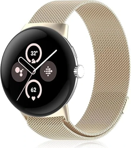KeHowy Bracelet Compatible avec Google Pixel Watch 4/3 41mm/2/1, Métal en Acier Inoxydable Magnétique Bracelet de Montre pour Google Pixel Watch 1/2/3 41mm/4 41mm - Champagne