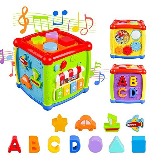 AiTuiTui Cube d'Activités pour Bébé, Centre d'activités Multifonctions 6 en  1 Préscolaire Boîte d'apprentissage sur l'éducation précoce Musique Jouets  pour Bébé Enfants Cadeau de Noël