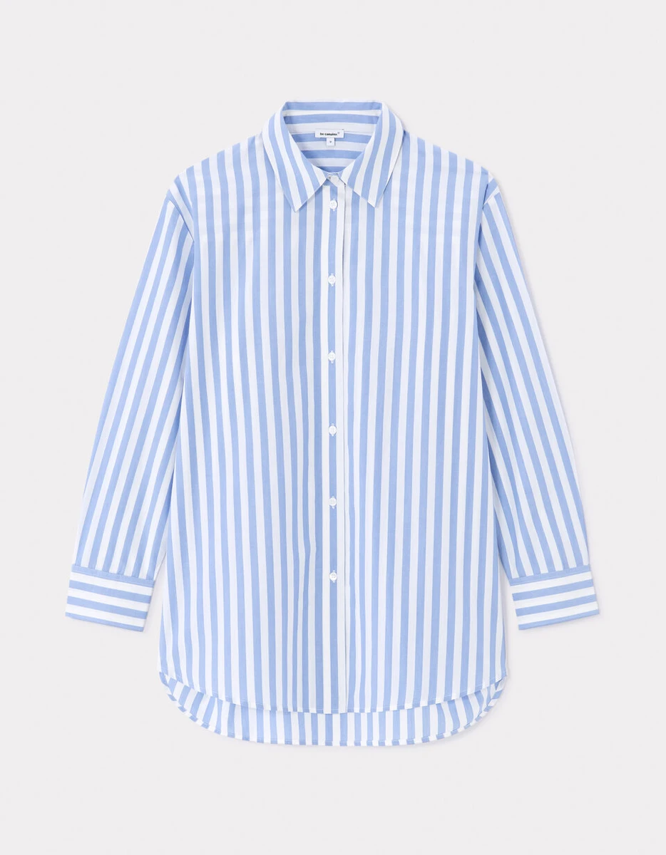 Chemise en popeline rayé - bleu | celio be camaïeu