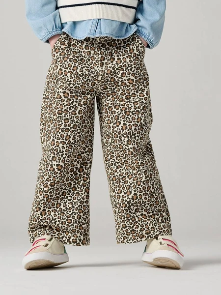 Pantalon fille large imprimé vanille - Vertbaudet