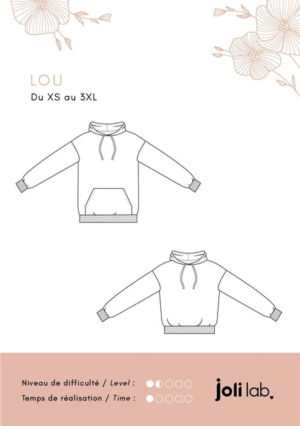 Sweat à capuche Lou - Patron Couture PDF ou Pochette