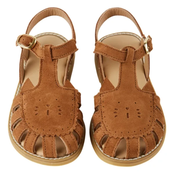 Emile et Ida - Sandales Chat Cuir - Camel | Smallable