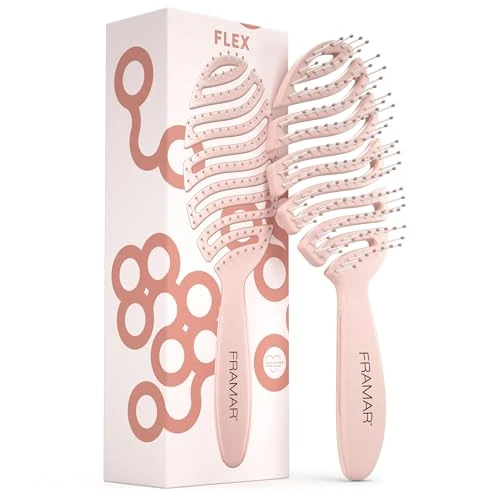 FRAMAR Brosse à cheveux mouillés – Brosse à cheveux courbée pour femme à poils doux, brosse à cheveux démêlante bouclés, cheveux pour tous types, Hair Brush