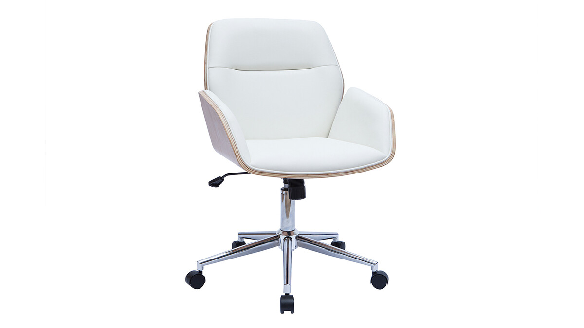 Meubles Miliboo                                                                            Fauteuil de bureau                                                                            Fauteuil de bureau petit prix                                                                        Chaise de bureau pivotante blanc et bois clair MARLOW                                                                        Meubles Miliboo                                                                            Fauteuil de bureau                                                                            Fauteuil de bureau petit prix                                                                        Chaise de bureau pivotante blanc et bois clair MARLOW