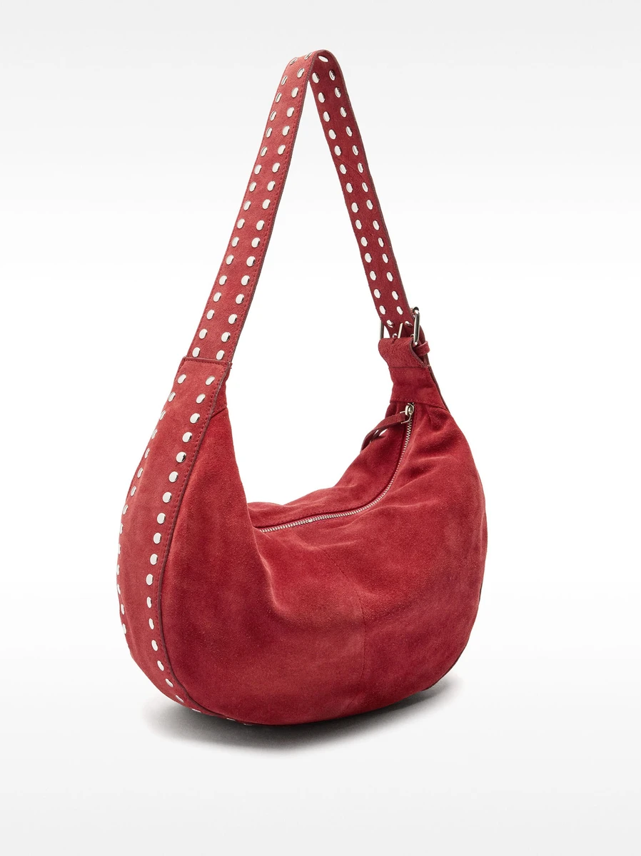 Sac bandoulière en cuir avec clous Marron Clair | Parfois France