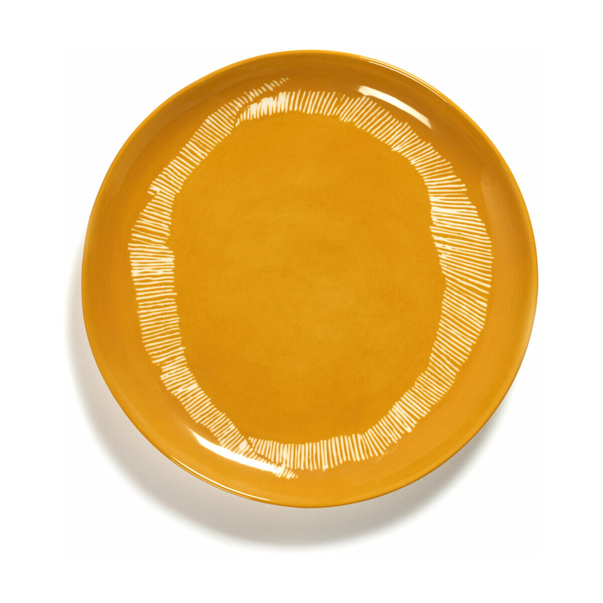 Assiette M sunny yellow avec motif blanc Feast - Serax