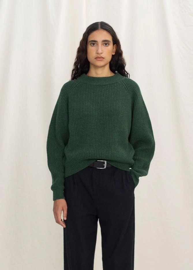 Cropped knit sweater - moss green - moss green Rotholz