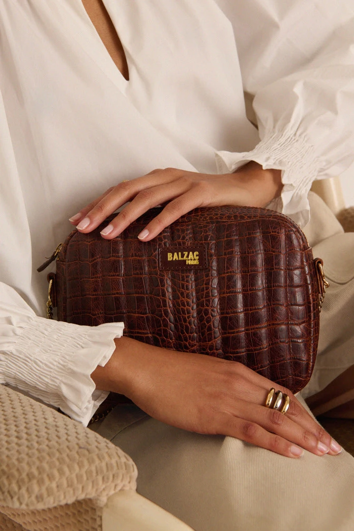 Sac César cognac embossé