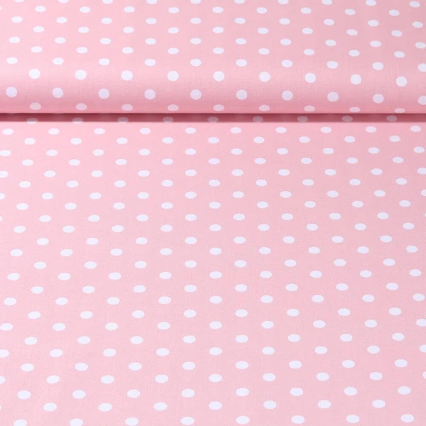 Popeline de coton Benno - Pois XL Rose Blanc