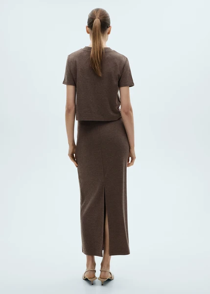 Jupe fendue maille - Femme | MANGO France métropolitaine