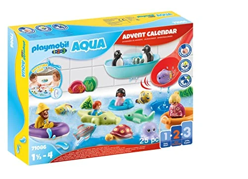 Playmobil 71086 Calendrier de l'Avent : 1.2.3 Aqua - avec 24 Surprises à découvrir pour Noël - Mes Premiers - Apprendre en s'amusant - pour Les Tout-Petits 18-36 Mois