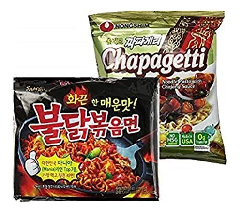Bon c’est les chapaghetti que je veux goûter pas l’autre on dirait ça pique trop enfin sauf si on fait un noodle challenge ? Chiche ? Kebab