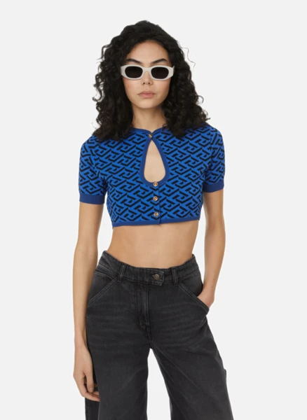 Pull court avec imprimé | Bleu