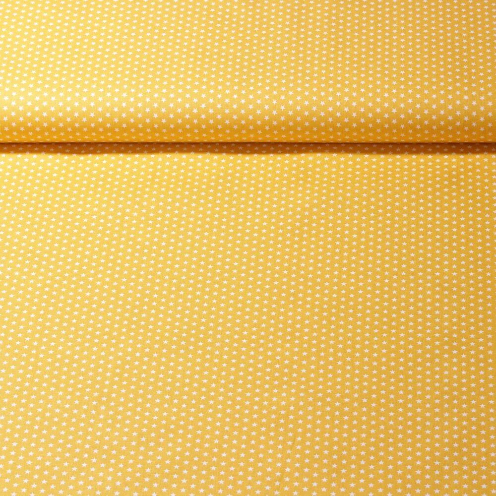 Popeline de coton Stella - Mini étoiles Jaune Blanc