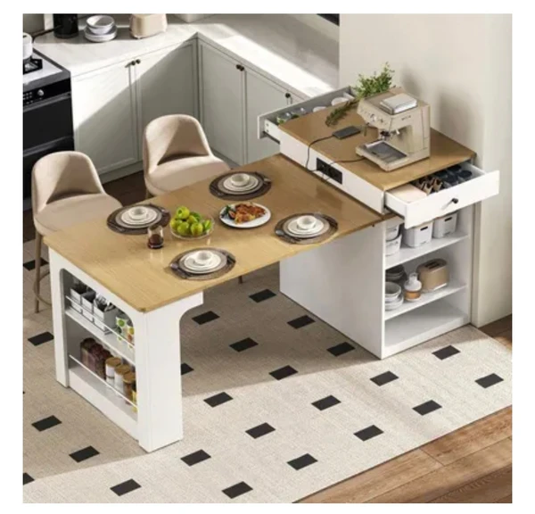 Îlot central de cuisine extensible 