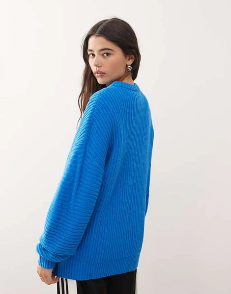 COLLUSION Unisex - Pull à côtes anglaises - Bleu