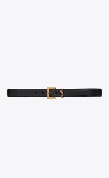 Ceinture YSL à boucle carrée en cuir lisse