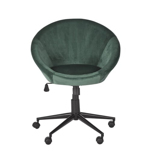 Fauteuil de bureau à roulettes en velours vert Hipop | Maisons du Monde