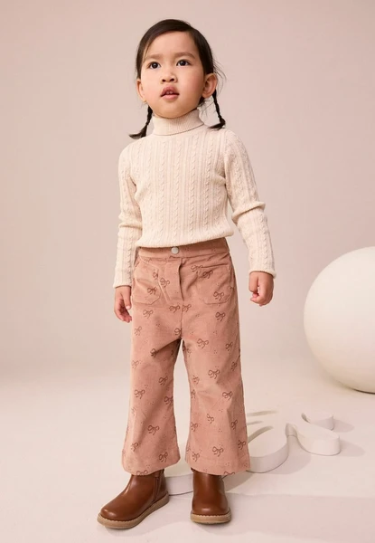 REGULAR FIT - CORD FLARE - Pantalon classique - brown bow print