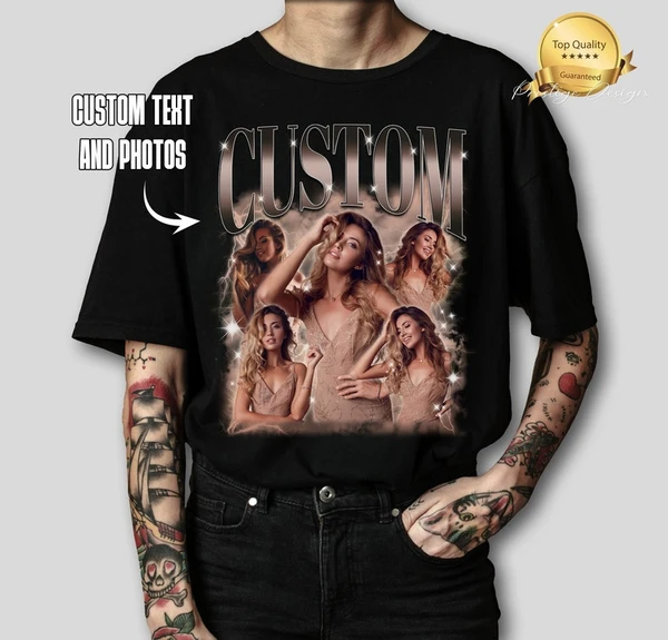 T-shirt de rap bootleg personnalisé, chemise de contrebande personnalisée, cadeau de Noël de mari, chemise de la Saint-Valentin, chemise photo personnalisée, personnalisez votre propre chemise de contrebande