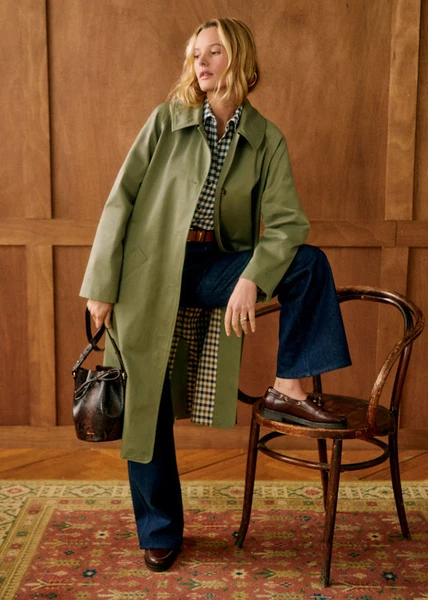 Trench Clyde - Kaki Clair - Coton Biologique - Sézane