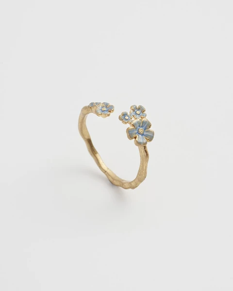 Bague fleurs bleues
