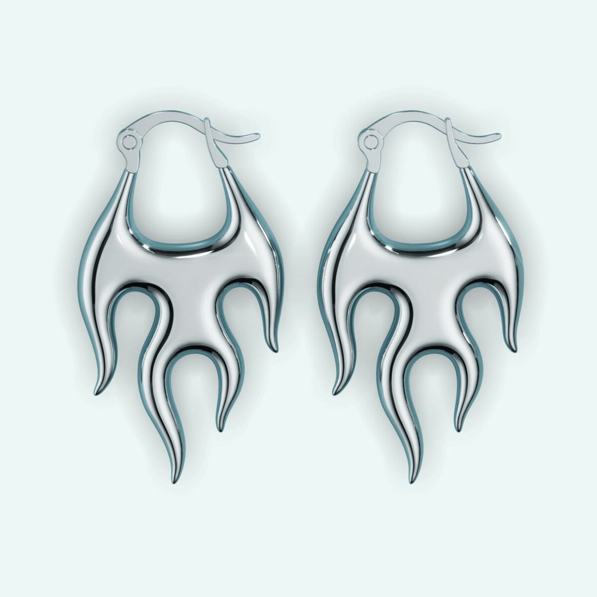 STUDIOCULT Unisex Stainless Steel Flame Fire Earrings - Retro Jewelry