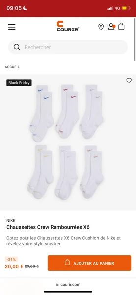 NIKE CHAUSSETTES X6 CREW CUSHION CHAUSSETTE HOMME - BLANC/MULTICOLORE | Courir.com